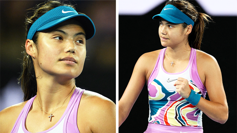 Emma Raducanu (pictured) reacting during the Australian Open.