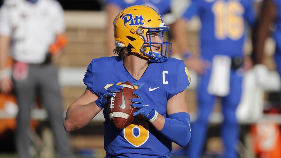 Before his ankle injury, Pittsburgh quarterback Kenny Pickett was having a strong 2020 season. (AP Photo/Michael Dwyer)