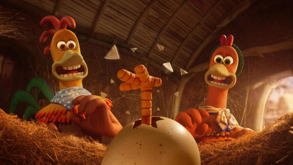 CHICKEN RUN: DAWN OF THE NUGGET - (L to R): Rocky (Zachary Levi) and Ginger (Thandiwe Newton) are back, in CHICKEN RUN: DAWN OF THE NUGGET - the eagerly anticipated sequel to Aardman’s hit film, CHICKEN RUN. CHICKEN RUN: DAWN OF THE NUGGET will make its debut only on Netflix in 2023. CHICKEN RUN: DAWN OF THE NUGGET will make its debut only on Netflix in 2023. Cr: Aardman/NETFLIX © 2022