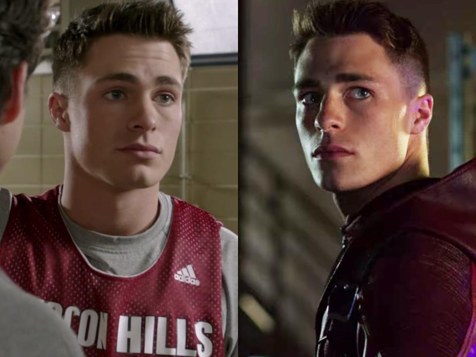 On the left: Colton Haynes as Jackson on "Teen Wolf." On the right: Haynes as Roy Harper/Arsenal on "Arrow."