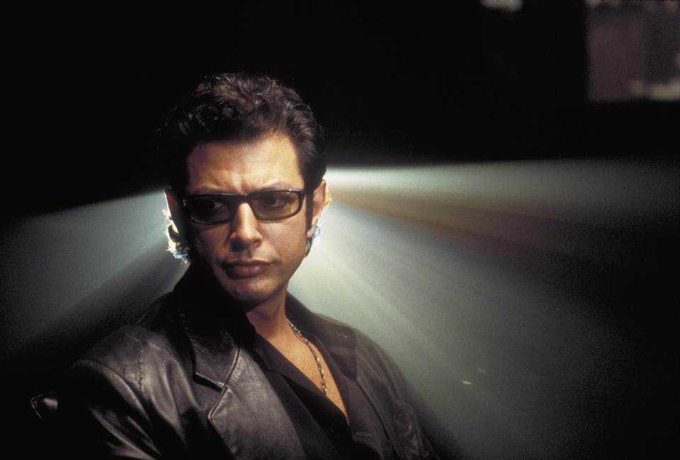 American actor Jeff Goldblum as Dr. Ian Malcolm in a scene from the film 'Jurassic Park', 1993.  (Photo by Murray Close/Getty Images)