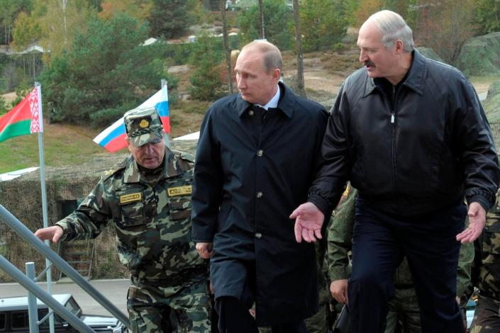 Belarusian dictator Alexander Lukashenko (right) and Vladimir Putin are close allies (AP)