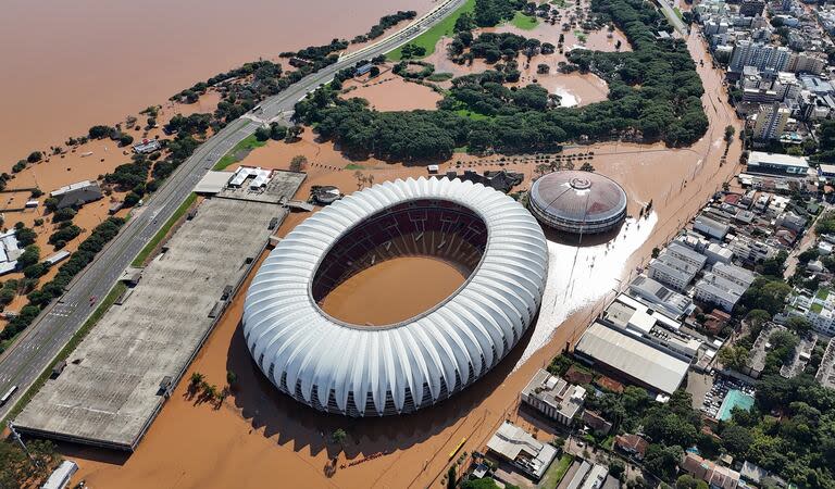 Otro escenario afectado por las inundaciones: el estadio Beira Río