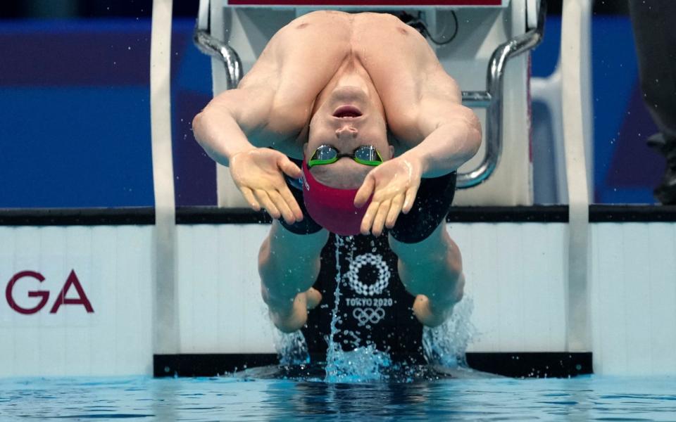 Luke Greenbank in the men's 200-meter backstroke semifinal - AP