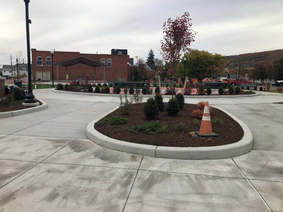 Hornell's Union Square Park is in the spotlight on Nov. 2, 2023 for an official ribbon cutting marking the completion of the new Maple City gathering place at the intersection of Seneca and Genesee streets.