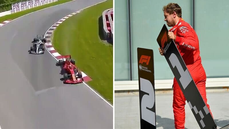Sebastian Vettel raged after losing the race win due to a penalty. Pic: F1/Getty 