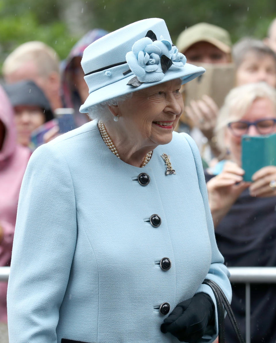 Queen Elizabeth II during an inspection of the Balaklava Company, 5 Battalion The Royal Regiment of Scotland at the gates at Balmoral, as she takes up summer residence at the castle. (Photo by Andrew Milligan/PA Images via Getty Images)