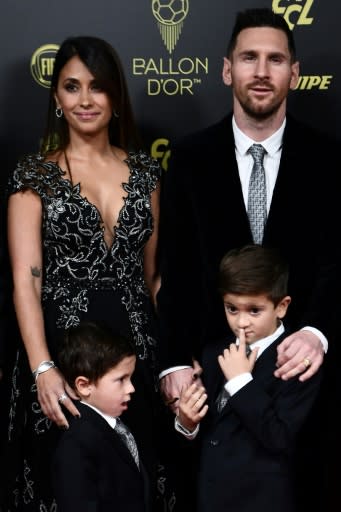 Lionel Messi was accompanied by his wife Antonella Roccuzzo their two oldest children, sons Thiago and Mateo, at the Ballon d'Or ceremony in