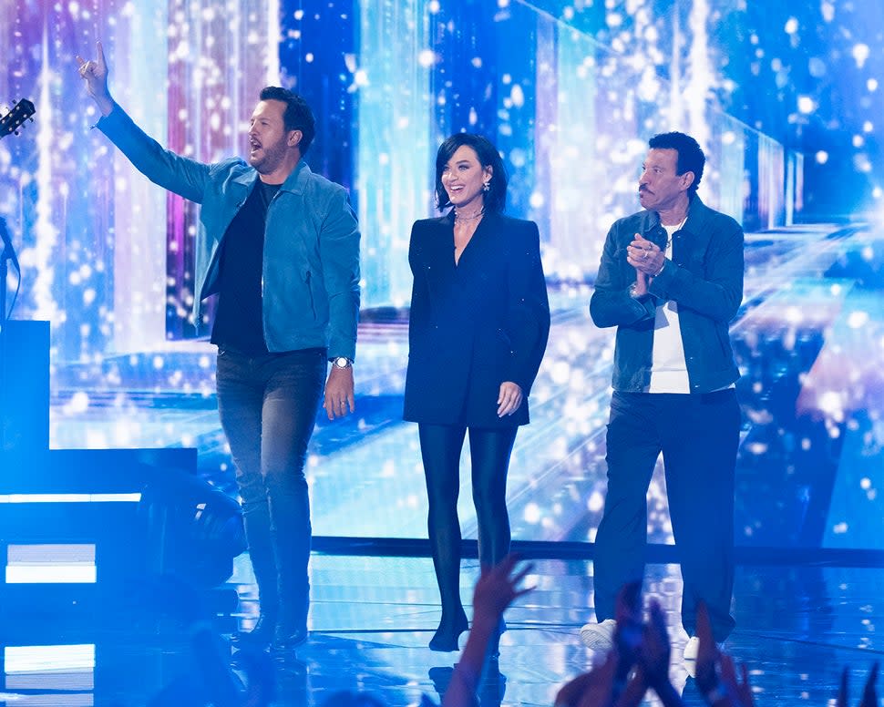  The Top 8 perform one of three songs secretly selected by Luke Bryan, Katy Perry and Lionel Richie, who are each competing for most songs chosen on American Idol.