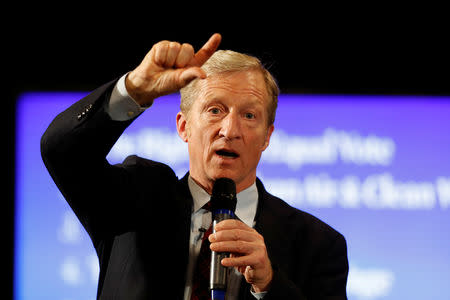 Tom Steyer who founded the "Need to Impeach" campaign advocating for Trump's removal from office appears at a town hall in Charleston, South Carolina, U.S., December 4, 2018. REUTERS/Randall Hill