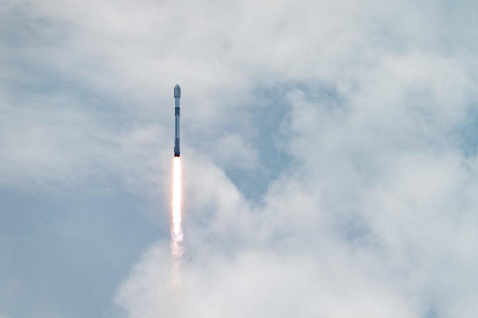 A SpaceX Falcon 9 rocket launches from Cape Canaveral Space Force Station's Launch Complex 40 with the 5-12 batch of Starlink internet satellites on Friday, June 23, 2023.