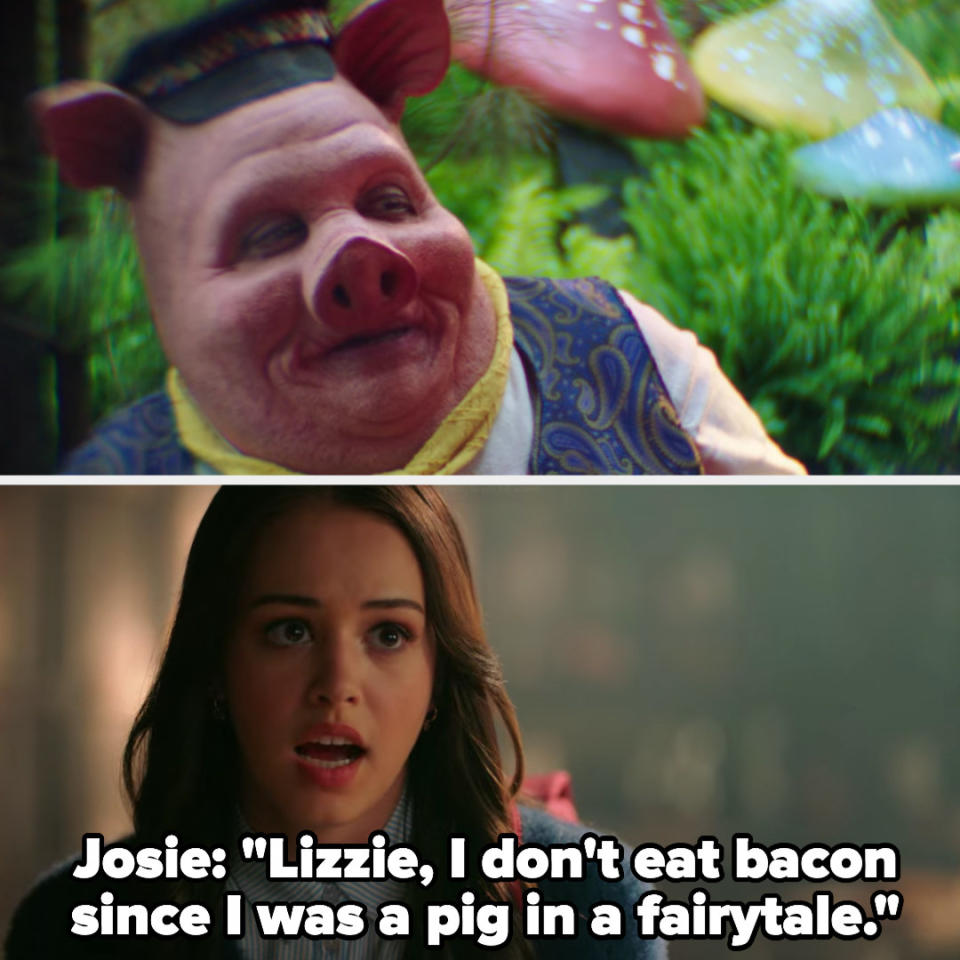 Josie says she won't eat bacon since she was a pig in a fairytale