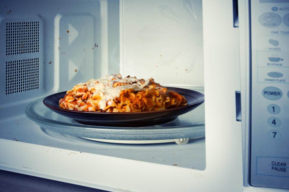 Pasta in the microwave.