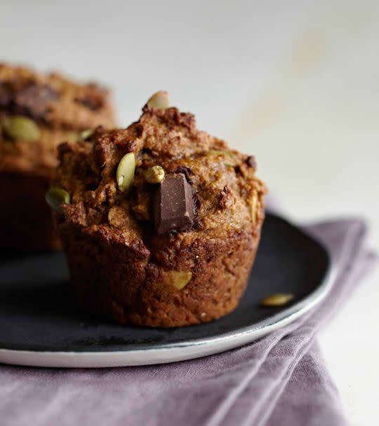 <p>These oil- and butter-free muffins only have 238 calories, and they're filled with 5 grams of fiber thanks to the whole wheat flour, wheat germ, seeds, and pumpkin, Largeman-Roth says. That's good news, as a study from <a href="https://www.cell.com/cell-host-microbe/fulltext/S1931-3128(17)30497-3?_returnURL=https%3A%2F%2Flinkinghub.elsevier.com%2Fretrieve%2Fpii%2FS1931312817304973%3Fshowall%3Dtrue" rel="nofollow noopener" target="_blank" data-ylk="slk:Georgia State University;elm:context_link;itc:0;sec:content-canvas" class="link ">Georgia State University</a> found that consuming fiber can promote the growth of “good” bacteria in the colon, which could help <a href="https://www.womansday.com/health-fitness/g5/10-incredible-weight-loss-transformations-99576/" rel="nofollow noopener" target="_blank" data-ylk="slk:prevent obesity;elm:context_link;itc:0;sec:content-canvas" class="link ">prevent obesity</a>, metabolic syndrome, and excess abdominal fat that greatly increases your chance of <a href="https://www.womansday.com/health-fitness/womens-health/a61053/surviving-heart-attack-heart-disease-symptoms/" rel="nofollow noopener" target="_blank" data-ylk="slk:heart disease;elm:context_link;itc:0;sec:content-canvas" class="link ">heart disease</a>, stroke, and diabetes. “Pair this muffin with a hard-boiled egg and a piece of fruit for a well-rounded and satisfying breakfast," Largeman-Roth says.</p><p><strong>Get the recipe from <a href="http://www.franceslargemanroth.com/spice-girl-pumpkin-muffins-oranges/" rel="nofollow noopener" target="_blank" data-ylk="slk:Frances Largeman-Roth;elm:context_link;itc:0;sec:content-canvas" class="link ">Frances Largeman-Roth</a>. </strong> <br></p>