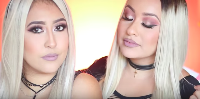 The final transformation of Liz and her BFF. (Photo: YouTube/BeautyVixxen)