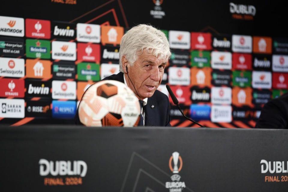 Gian Piero Gasperini at a media conference