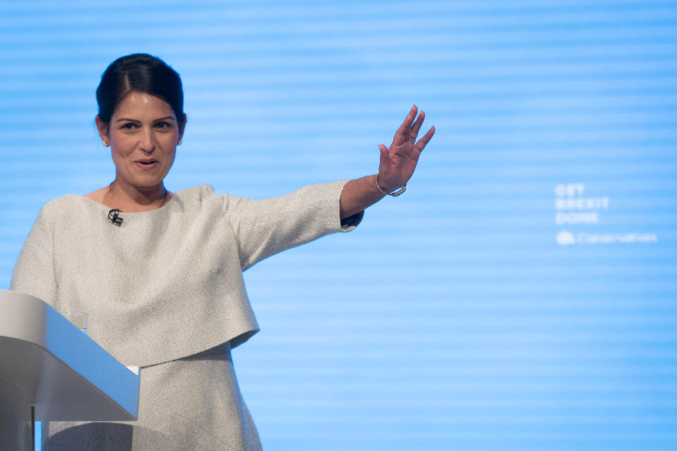 Home Secretary Priti Patel after making her keynote speech at the Conservative Party Conference at the Manchester Convention Centre.