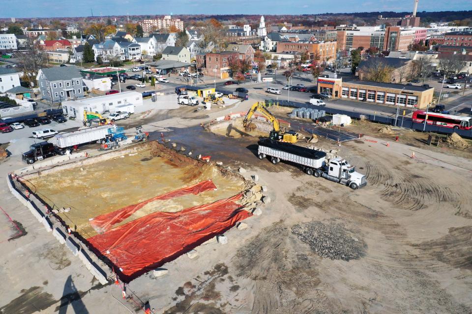 Construction at the site for the Brockton Public Safety Building on Tuesday, Nov. 14, 2023.