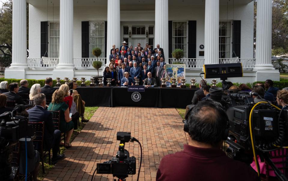 "Together, we are making Texas the economic envy of the United States of America," Gov. Greg Abbott said Wednesday at the Governor's Mansion.