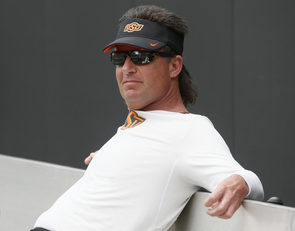 Mike Gundy hopes his Cowboys are in as good of condition as his mullet is entering the 2017 season. (AP)