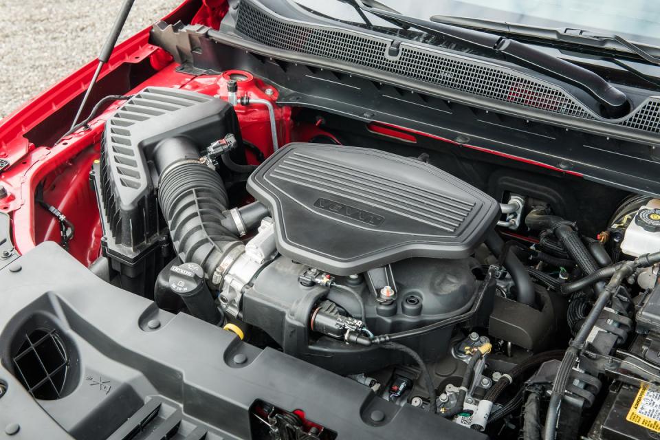 <p>The Chevrolet's standard, 193-hp naturally aspirated 2.5-liter inline-four is a bit weak next to the Ford's turbocharged 2.0-liter engine-good for 250 horses and 275 lb-ft of torque. (We opted for the Blazer's optional 308-hp 3.6-liter V-6, which is better suited to moving two-plus tons of SUV than the base engine.)</p>