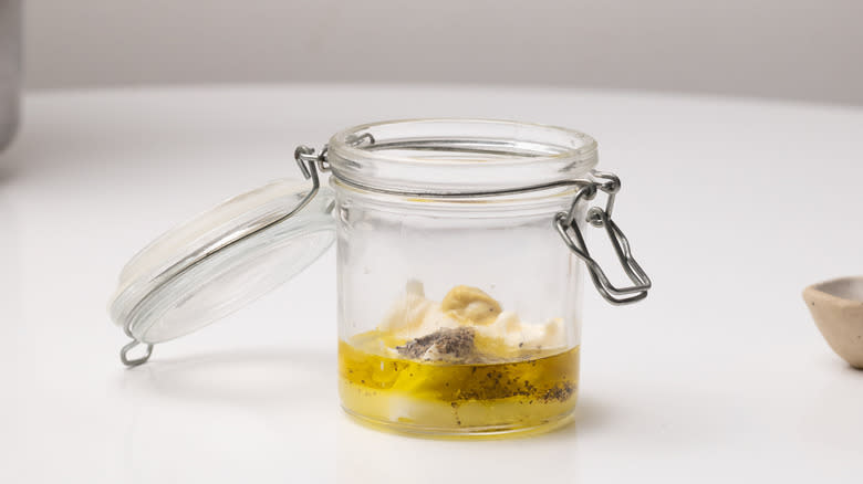 jar with salad dressing ingredients