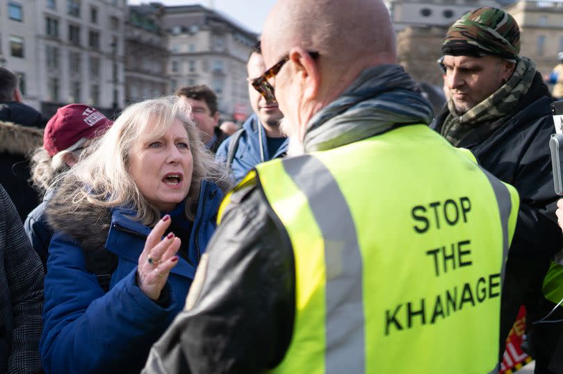 Susan Hall, the Conservative London Mayoral Candidate, speaking to protesters during an anti-Ulez protest