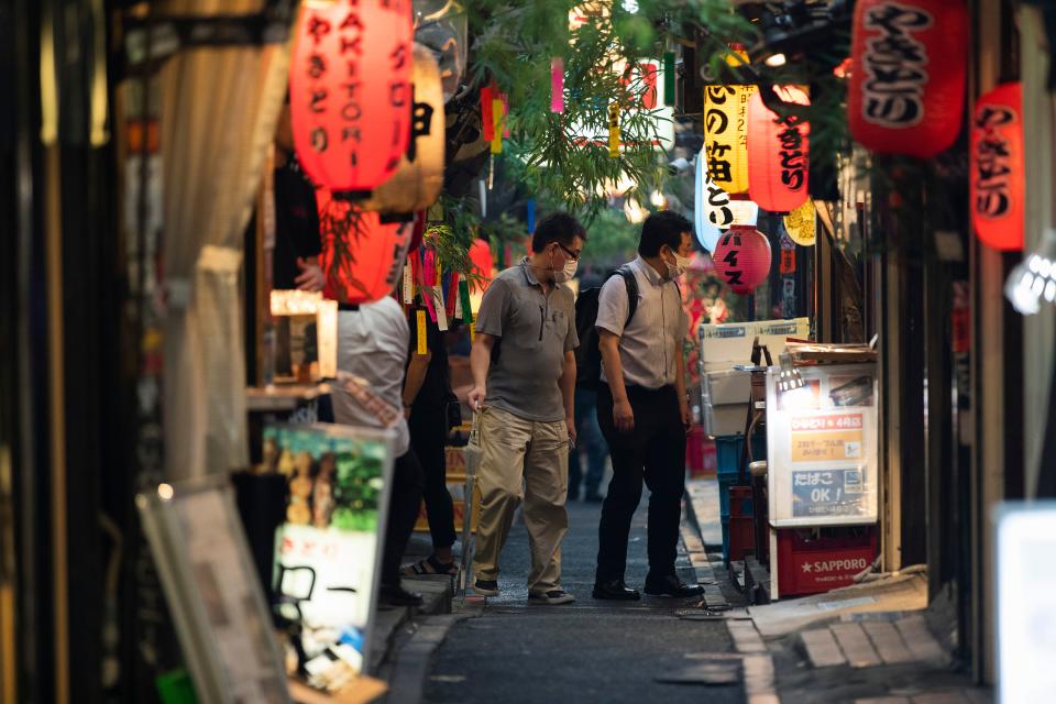 Tokyo’s fourth state of emergency started on Monday, which includes a ban on serving alcohol (AP)