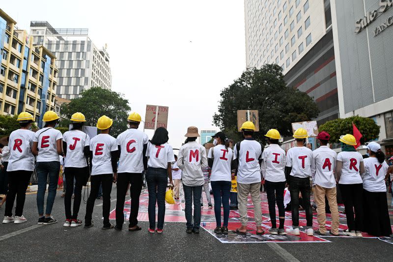 FILE PHOTO: Protest against the military coup in Yangon