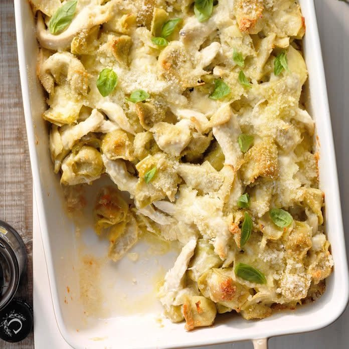 Warm Chicken Tortellini Au Gratin