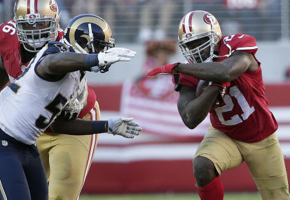 Frank Gore ran for 49 yards on 14 carries on Sunday vs. the Rams. (AP) 