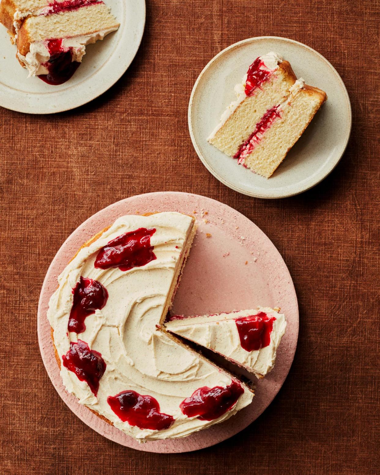 <span>Benjamina Ebuehi’s plum and brown butter cake.</span><span>Photograph: Laura Edwards/The Guardian. Food styling: Benjamina Ebuehi. Prop styling: Anna Wilkins. Food styling assistant: Lara Cook.</span>