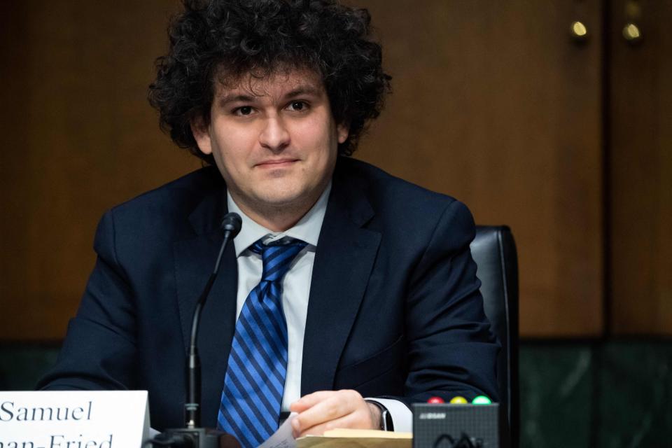 Sam Bankman-Fried, founder and CEO of FTX, testifies during a Senate Committee on Agriculture, Nutrition and Forestry hearing in February.  The lawmakers had summoned him to discuss the regulation of digital assets.