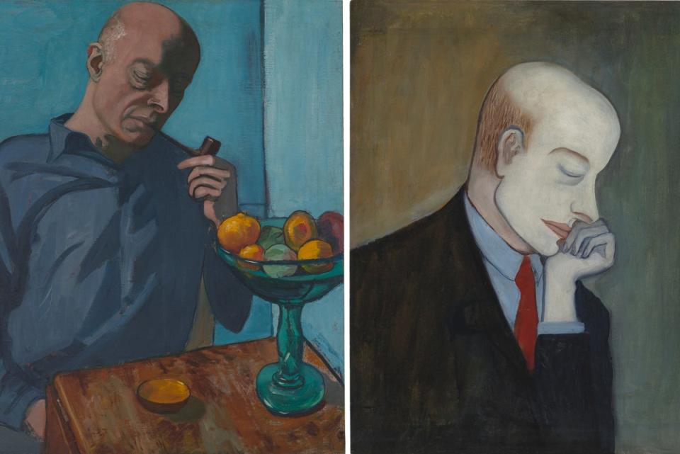 John with Bowl of Fruit, 1949 and John, 1933 (The Estate of Alice Neel Courtesy the Estate of Alice Neel and Victoria Miro)