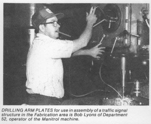 A photo of Bob Lyons at work at Union Metal Manufacturing Co. in Canton from a company newsletter.
