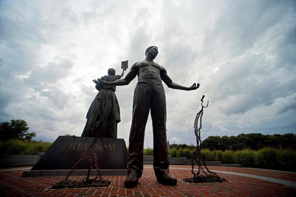 The Emancipation and Freedom Monument, designed by Thomas Jay Warren, is shown on the day it was unveiled in Richmond, Virginia.  / Credit: JAY PAUL / REUTERS