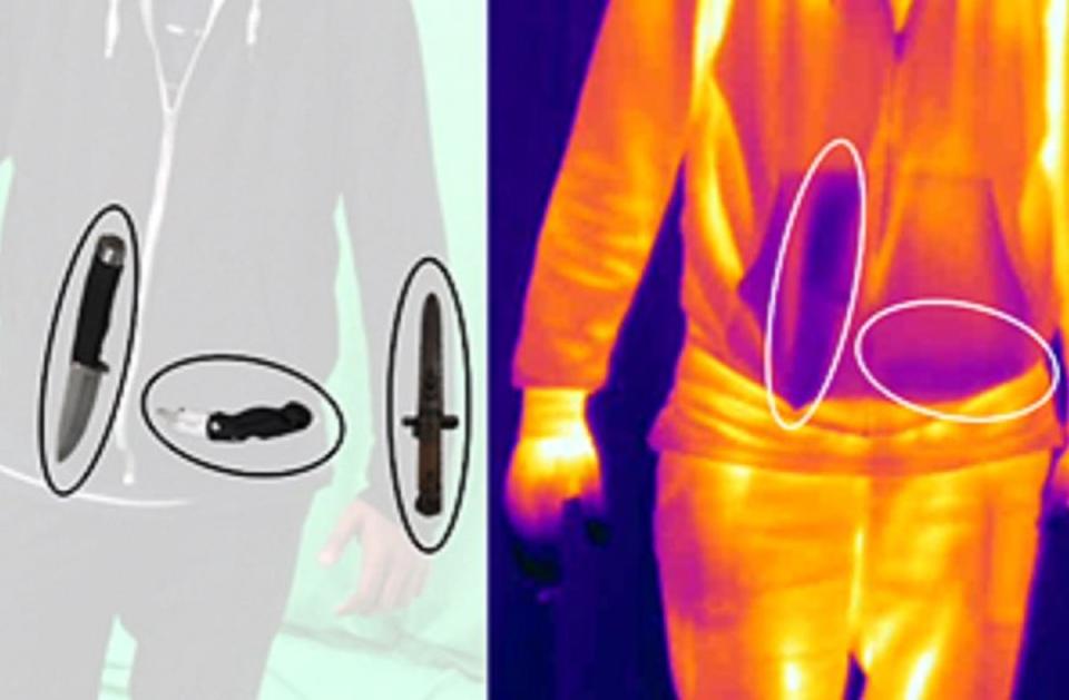 The knife scanner allows blades to be seen under clothes from six metres away (HomeOffice)