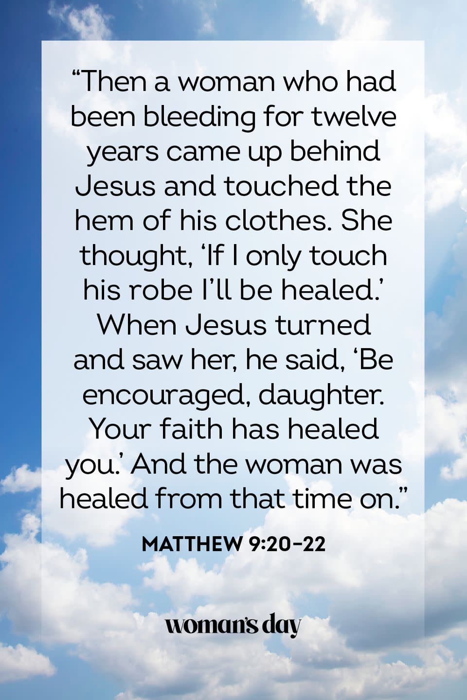 healing scriptures matthew 9 20 22