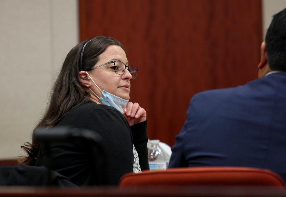 Chrystal Washburn is seen in court, May 9, 2024, before Senior Judge Dan Vaughn at the Indian River County Courthouse.