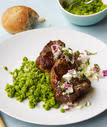 Lamb Chops with Smashed Peas & Red Onion Vinaigrette Recipe