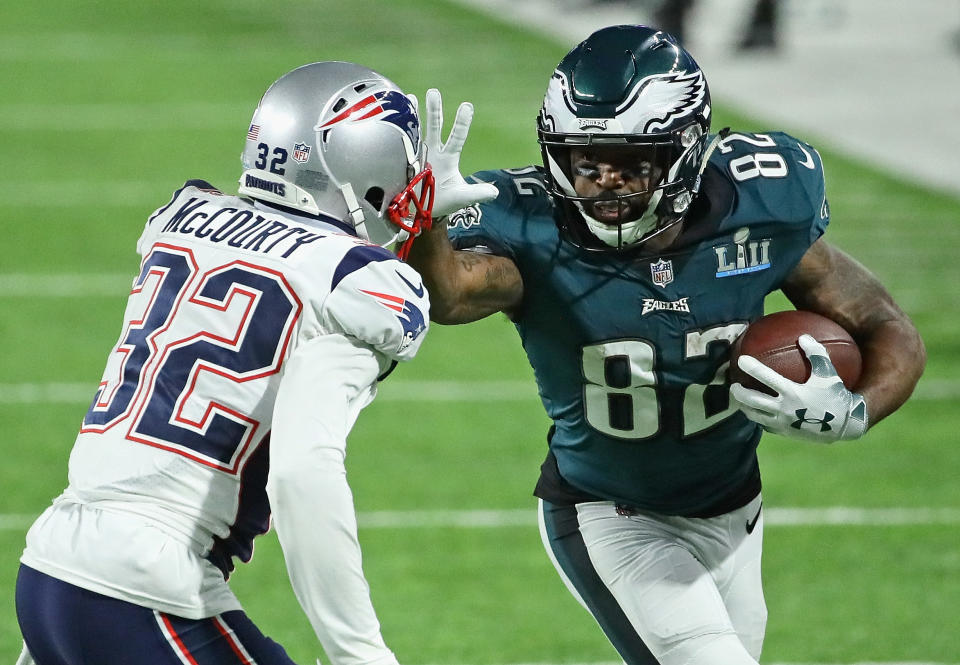 Former Eagles wide receiver Torrey Smith said President Donald Trump lied after cancelling team visit to The White House, something he called a “cowardly act.” (Jonathan Daniel/Getty Images)
