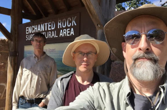 Left to right: Sean Stewart, Austin Grossman, and Neal Stephenson.