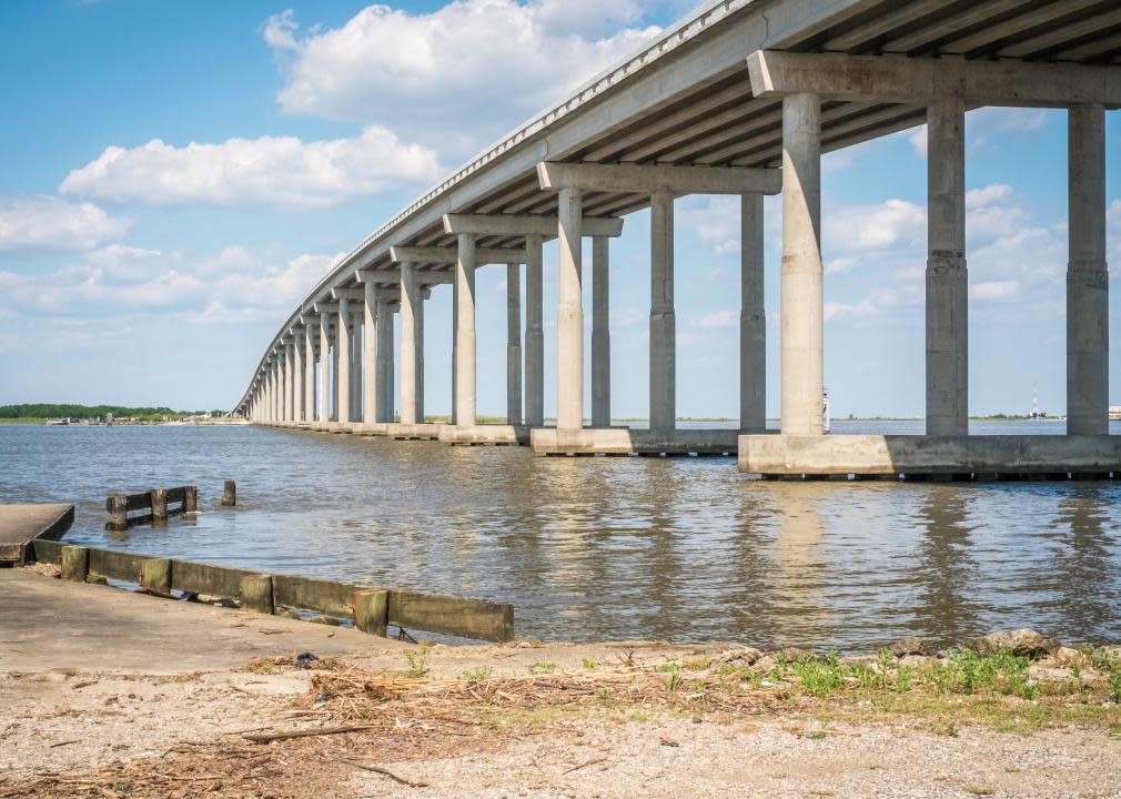 A view of the Sabine Lake Bridge.