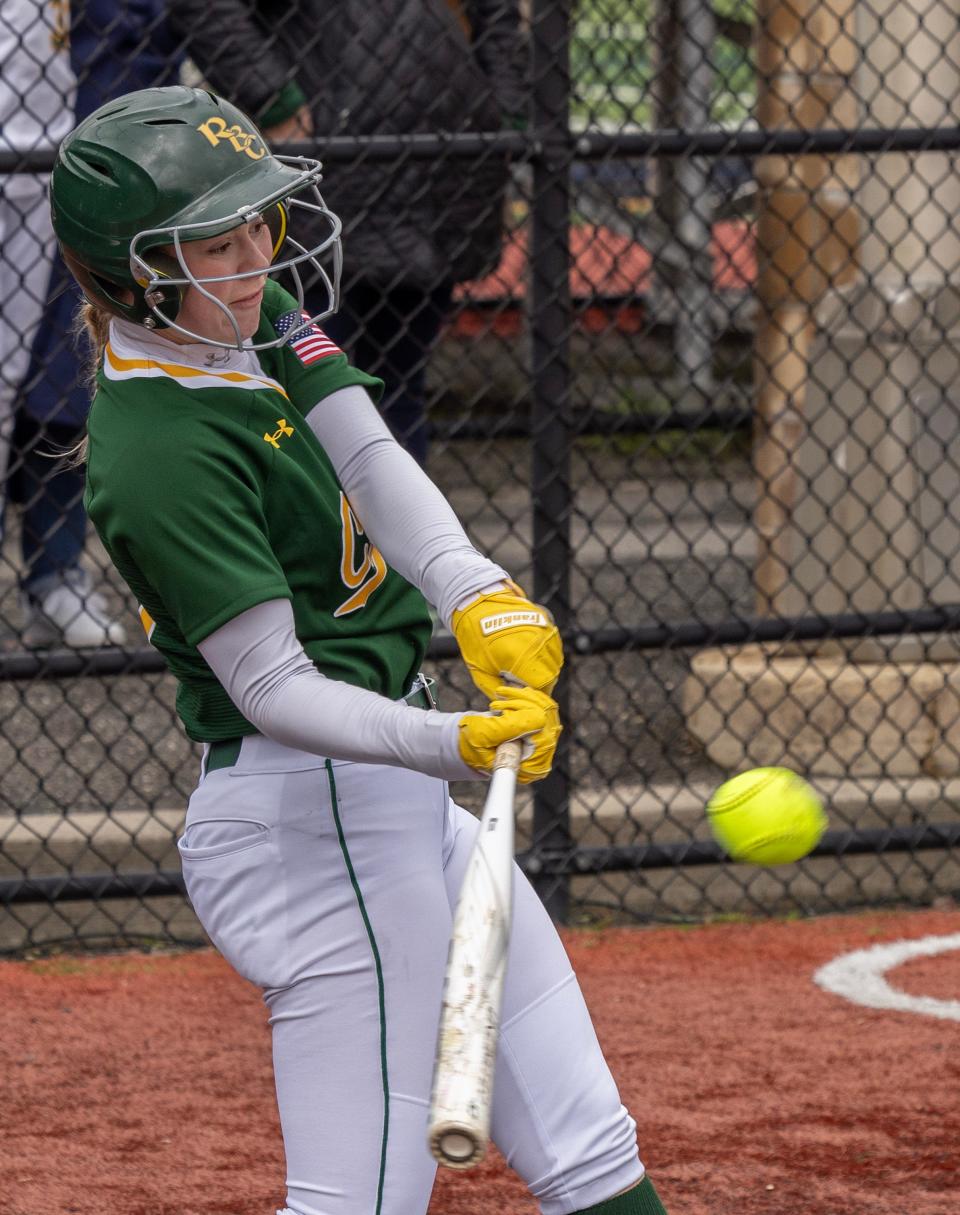 RBC Brianna Santagelo at the plate. Red Bank Catholic Girls Softball defeats Wall 6-2 in home game on April 4, 2024