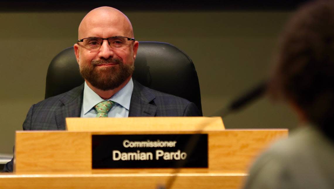 Miami Commissioner Damian Pardo attends a City Commission meeting on Dec. 11, 2023.