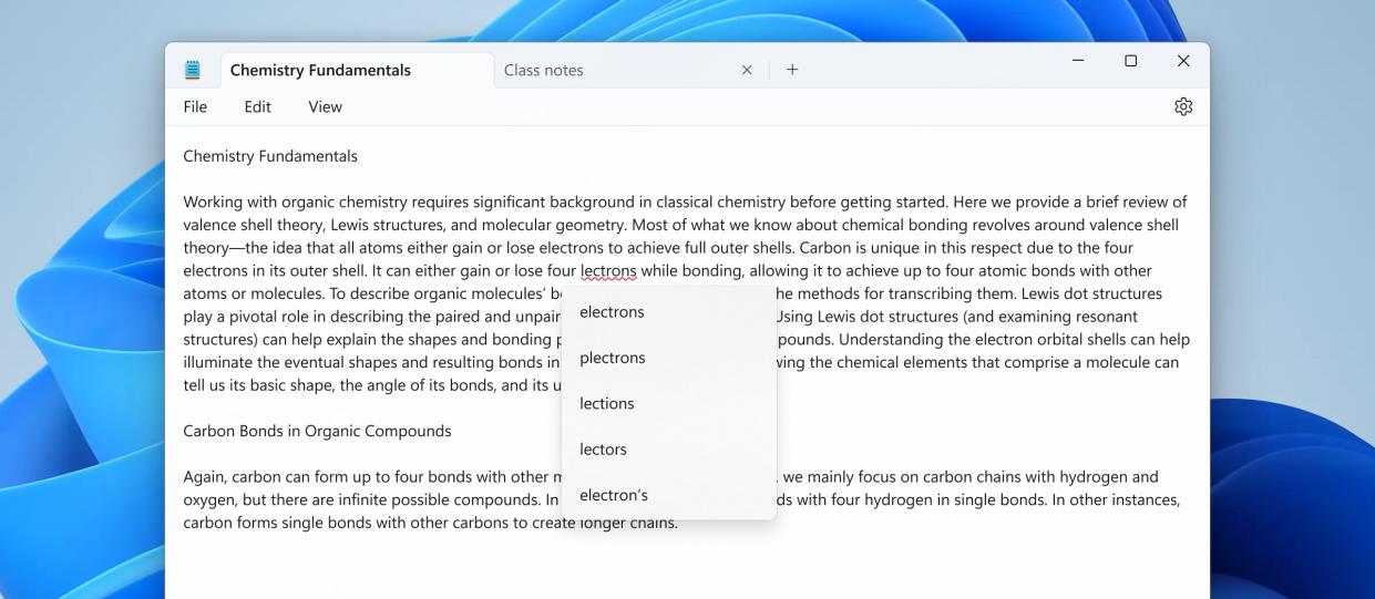  Notepad for Windows 11 receives spellcheck upgrade. 