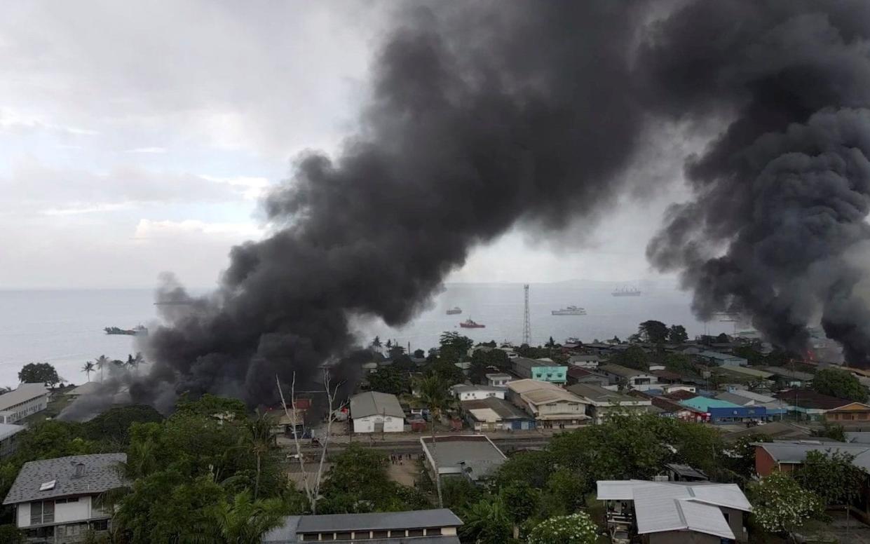 Anti-government protests turned violent last week in the Solomon Islands - Jone Tuiipelehaki/Reuters