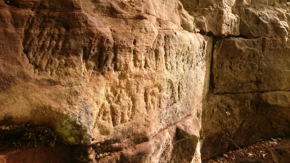 The new discoveries of carvings made by soldiers quarrying stone to repair Hadrian’s Wall include a phallus – a Roman good luck symbol, experts say.