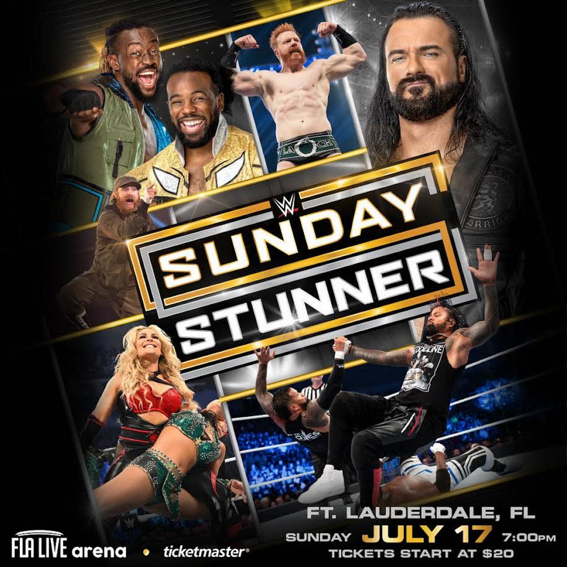 WWE Sunday Stunner (SmackDown style) on Sunday, July 17 at the FLA Live Arena, home of the NHL Florida Panthers in Sunrise/Fort Lauderdale.