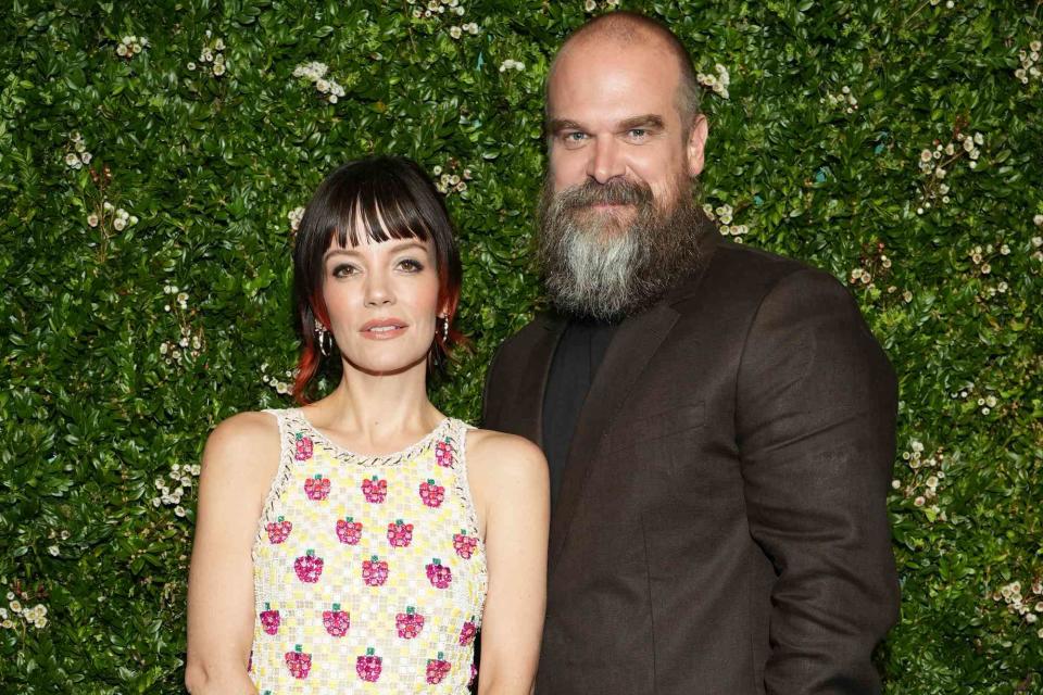 <p>Sean Zanni/WireImage</p> Lily Allen and David Harbour on June 10, 2024